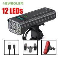 ราคา ไฟหน้าจักรยาน, NEWBOLER, 12 LEDs, สว่างมาก, 4800 ลูเมน, กันน้ำ, ไฟหน้า, แบตเตอรี่ 10000mAh, เปลือกอลูมิเนียม, ไฟฉายสำหรับปั่นจักรยาน visp ฟิกเกียร์ ล้อคาร์บอน เสือ หมอบ ฟิกเกียร (1731389203414287753)