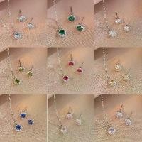 ราคา สร้อยคอ S925, พลอยประจำวันเกิดสิบสองหญิง, ต่างหูเงินแท้, แฟชั่น, สไตล์ญี่ปุ่นและเกาหลีใต้, ชุดเพทายสีเรียบง่าย, สร้อยคอ (1731446193842521514)