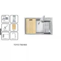 ราคา อ่างล้างจานอเนกประสงค์ รุ่น TOYO 750/450 ฟรี สะดือน้ำล้น,ตะแกรงดักเศษอาหาร, ท่อน้ำทิ้งดักกลิ่น, ก๊อกน้ำเย็น Curve, อื่นๆ (1729777041524951260)