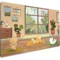 ราคา Cute Kawaii Aesthetic Desk Mat Cartoon Anime Large Mouse Pad XXL Extended Gaming Mousepad Bunny Bear Dog Yoga House Plants Keyboard Mouse Mat Desk Pad for Computer Laptop 31.5''x15.75'' (1731712597092