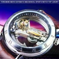 ราคา นาฬิกาข้อมือ Steampunk อัตโนมัติ Forsining หรูหรา สายหนังสีน้ำตาล เคสใส สำหรับผู้ชาย นาฬิกา (1730294562062502348)