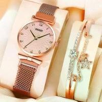 ราคา นาฬิกาควอทซ์สำหรับผู้หญิง สร้อยข้อมือแฟชั่น นาฬิกาแม่เหล็กสำหรับผู้หญิง ชุดกีฬา หน้าปัดสีชมพู นาฬิกาข้อมือ นาฬิกา Relogio Feminino (1729719059025791262)
