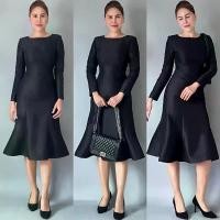 ราคา ชุดเดรสคอปาดทรงนางเงือก ชุดเดรสทำงาน ชุดผ้าไหม Women Clothing Lady ผู้หญิง เสื้อผ้า Dress (1730944982022719633)