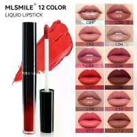 ราคา MLSMILE ลิปเคลือบมอยส์เจอร์ไรเซอร์，เนื้อแมทต์กำมะหยี่，ลิปกลอสกันน้ำและเหงื่อติดทนนาน，ไม่เลอะ ไม่ทำให้ลิปสติกเป็นคราบ，มี 12 สีให้เลือก ลิป ออย ปาก ฉ่ํา ลิป เมเบลลีน พั้น รัก แมว la glace (1731254703768