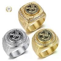 ราคา แหวนผู้ชาย ทันสมัย สแตนเลสแท้ ชุบทอง 18K ชุบเงิน ประดับพลอยเทียม มีให้เลือก 2 แบบ แหวน TFOE และแหวน KUYA (1731649345264125012)