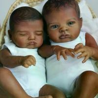 ราคา ศิลปินปฐมกาลทาสี Lanny และ Rosali Bebe Reborn 45cm ผิวสีดำเหมือนจริง ตุ๊กตา Reborn จริง (1729643446596503970)