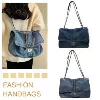 ราคา กระเป๋าผ้ายีนส์ เก๋ไก๋ สำหรับผู้หญิง กระเป๋าสะพายโซ่ย้อนยุค แฟชั่นเรียบง่าย ความจุมาก เหมาะสำหรับการเดินทาง 2024 มาใหม่ กระเป๋ายิปแซง bold lalon กระเป๋า แอร์ กระเป๋าแดง กระเป๋าของ whisperwhite เป้mcm