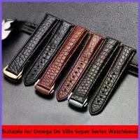 ราคา สายนาฬิกาหนังจระเข้ สไตล์ผู้ชายและผู้หญิง เหมาะสำหรับ Omega Seahorse Deville สายนาฬิกาดั้งเดิม ความกว้าง 18mm, 19mm และ 20mm สร้อยข้อมือ (1731730750901815232)