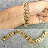 ราคา สร้อยข้อมือ เพชรcz 12มิล ทอง Gold สแตนเลสแท้100% โซ่ โซ่ข้อมือ เลสข้อมือ ข้อมือ กำไล ผู้ชาย (1729491040501336469)