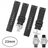 ราคา อุปกรณ์เสริมนาฬิกา, สร้อยข้อมือ 23 มม., สำหรับ Cartier Santos 100, สายซิลิโคน, สายรัดข้อมือยาง, เข็มขัดกันน้ำ (1731583263724963999)