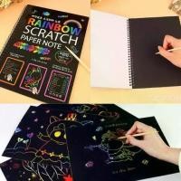 ราคา สมุดวาดภาพสายรุ้ง Scratch Paper สมุดสเก็ตช์ภาพสีดำเส้นสีรุ้ง สมุดขูดสีรุ้ง สมุดระบายสี แบบขูด สีสายรุ้งart master art master สมุดวาดภาพ เรนาซองซ์permanent ปากกา มาร์คเกอร์ ปากกาเคมี หัว (1731661309429