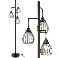 ราคา โคมไฟตั้งพื้นรูปต้นไม้, พร้อมหัวกรงหยดน้ำตา 3 อัน, หลอดไฟ LED Edison ST58, ฐานทรงสี่เหลี่ยมผืนผ้าสูง, โคมไฟเสายาวสไตล์วินเทจ, เหมาะสำหรับ Farmhouse (1731801991975110973)