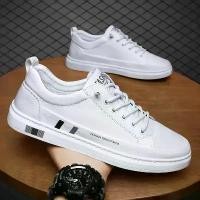 ราคา รองเท้าหนังสำหรับผู้ชาย, แฟชั่น, สไตล์ลำลอง, ระบายอากาศได้, รองเท้าส้นแบน, สีดำและสีขาว, รองเท้าผ้าใบ, ชาย, Zapatillas De Hombre (1730701224304610280)