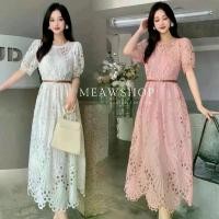 ราคา เดรสลูกไม้+เข็มขัด M-3XL ชุดใส่ทำบุญ ลูกไม้สีขาว ชุดขาว เดรสขาว ชุดไปวัด ชุดเพื่อนเจ้าสาว งานหมั้น เดรสพลางหุ่น ใส่แล้วผอม ฉลุ งานป้าย The Classic (1729865140267747870)