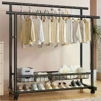 ราคา ราวแขวนเสื้อผ้า แบบตั้งพื้น แบบสองเสา หนาเป็นพิเศษ เหมาะสำหรับมือถือ หอพัก และบ้าน ห้องนอน ระเบียง ดีไซน์เรียบง่าย ผ้า คลุม เตารีด แบบ ยืน ราว ไม้ มินิมอล (1731726372615783648)