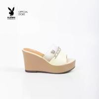 ราคา PLAYBOY รองเท้าส้นสูงWedge shoes(ส้นเตารีด) รหัส ST-H244C1193 ดีไซน์ส้นเตารีดสูงแบบสวมแต่งสายคาดประดับอะไหล่เงิน มี2 สี สี Mocha Blackและสี White Malt (1731759462059575439)