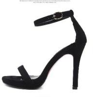 ราคา COD รองเท้าส้นสูง สีดำ หนังกำมะหยี่ 4 นิ้ว เปิดหน้าเท้า แบบสายรัด (1732275586423621825)