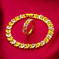 ราคา ชุดใบปิดทองทองเหลืองสำหรับผู้หญิง แหวน เข็มกลัด สร้อยข้อมือ (1729863537377249477)