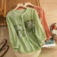 ราคา เสื้อเชิ้ตผ้าฝ้ายและผ้าลินิน, ผู้หญิงญี่ปุ่นและเกาหลี, แฟชั่นลำลอง, เสื้อแขนยาว, การออกแบบที่บานลินิน, เสื้อผู้หญิง, การค้าต่างประเทศการส่งออก Clothing Women (1731083583979358382)