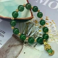 ราคา สร้อยข้อมือ Chalcedony สีเขียว ฝังเงิน Pi Xiu หินทราย ทอง เกรด A หินอาเกต สำหรับผู้หญิง (1731708214396093553)