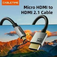 ราคา แนะนำ CABLETIME Micro HDMI to HDMI 8K60Hz Cable Bi-Direction for DSLR, Gopro, Portable Monitor สาย Micro HDMI to HDMI 8K/60Hz (1731739321072715127)