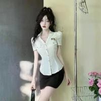 ราคา ชุดทำงานหู, รองเท้าบูท, เสื้อเชิ้ตแขนสั้นทรงสลิมฟิต, กระโปรงรัดรูปเซ็กซี่, ชุดสองชิ้นมืออาชีพ, สำหรับผู้หญิง, สไตล์หรูหรา (1732222919659391776)