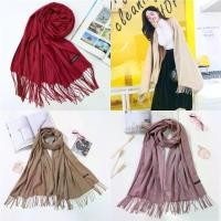 ราคา ผ้าพันคอ ผ้าคลุมไหล่ แคชเมียร์ สีพื้น พร้อมส่ง ผ้าพันคอ (1732291584459180969)