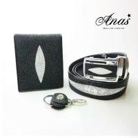 ราคา Stingray Leatherเข็มขัดหนังปลากระเบนแท้ มี 1 มุกเม็ดใหญ่พร้อมหัวมุก 1.5 นิ้ว+กระเป๋าหนังปลากระเบน+พวงกุญแจ ประกันสินค้า ไม่แท้ยินดีคืนเงิน (1731456804516890247)