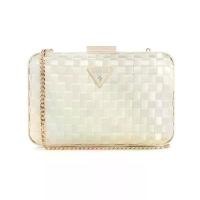 ราคา GUESS กระเป๋า TWILLER MINAUDIERE รุ่น WG931071 สีขาว (1730138769467804422)