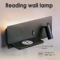 ราคา โคมไฟติดผนังสำหรับอ่านหนังสือข้างเตียง สไตล์นอร์ดิก พร้อมการชาร์จแบบไร้สาย ไฟ LED สปอตไลท์ USB เหมาะสำหรับห้องนอนและโรงแรม โคมไฟติดผนังตกแต่ง (1731980305947855681)