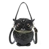 ราคา กระเป๋าถือหนัง PU ลายนูนนกฮูก 3 มิติ ศิลปะ สำหรับผู้หญิง กระเป๋าสะพายไหล่ สีดำ กระเป๋าสะพายข้าง สไตล์ Messenger (1732181837382126547)