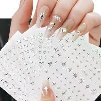 ราคา สติ๊กเกอร์ติดเล็บสีเงินโลหะ 6 แผ่น สติ๊กเกอร์ติดเล็บรูปดาว 3 มิติเมทัลลิก สติ๊กเกอร์ติดเล็บแบบมีกาวในตัว หัวใจโซ่โลหะ (1731224667992327623)