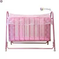 ราคา ลด 50% (พร้อมส่ง)เปลเด็ก เปลนอน เปลลูกกรง สีพื้น พร้อมมุ้งกันยุงลายลูกไม้ สินค้าพร้อมส่ง uk99 (1731161074008230150)