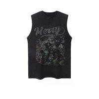 ราคา เสื้อยืดแขนกุดผู้ชาย สไตล์อเมริกัน เฮฟวี่ เวฟ วินเทจ ผ้าฝ้ายแท้ ทรงหลวม เหมาะสำหรับฤดูร้อน เสื้อกีฬา บาสเก็ตบอล เสื้อ amiri tshirt men အ က ျ ီ arisu tshirt anime shirt เสื้อ ซัน ออฟ bape (173169801528