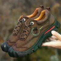 ราคา รองเท้าเดินป่าหนังแท้สำหรับผู้ชาย รองเท้าผ้าใบกีฬาลำลองสำหรับการตั้งแคมป์กลางแจ้ง ท่องเที่ยว พักผ่อน เดิน ปีนเขา (1729773047373073303)
