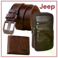 ราคา โปรโมชั่น ได้ 3 ชิ้น คุ้มๆ กระเป๋าคาดเอวหนัง เข็มขัดหนัง Jeep กระเป๋าสตางค์ Jeep - แถมฟรี ที่เจาะ (ใช่ในการตัดสาย) - สายเข็มขัด ปั้มโลโก้ Jeep ทุกจุด (1729679326008871087)