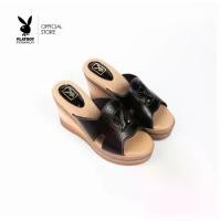ราคา PLAYBOY รองเท้าWedge shoes(ส้นเตารีด)รหัส ST-H252C1211 ดีไซน์ รองเท้าหนังสวมบุนวมตัดเย็บลายฉลุลายโลโก้ มี 2 สี (1731542896280241295)