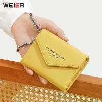 ราคา {hot} WEICHEN Thin Women Wallets Zipper Coin Bag PU Leather Ladies Purse Card Holder Slim Female Small Wallet Chain Wrist Strap (1731818887853802649)