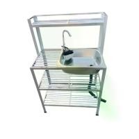 ราคา ART. ซิ้งค์ล้างจาน อ่างล้างจาน อลูมิเนียม 1 หลุม 3 ชั้น ที่คว่ำจาน ชั้นคว่ำจานให้แห้ง ขนาด 40 x 75 x 120 ซม. ต่อข้าง แผงบน (1729603837465954701)