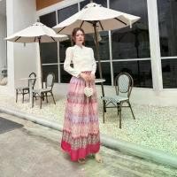 ราคา Plus size ชุดไทย 2 ชิ้นเซ็ท เสื้อแขนยาวทรงสุภาพ กระโปรงยาวทรงจีบรอบ สาวอวบ ลายไทยทันสมัย รุ่น ซ.อยุธยา (H58) Clothing (1729750321478011404)
