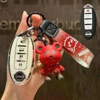 ราคา ฝาครอบเคสกุญแจรถ ดีไซน์หมีน้อย สำหรับ Nissan March, Juke, X-Trail, Almera, Note และ Navara ทำจากซิลิโคน TPU รวมพวงกุญแจรถ สีม่วง เหมาะสำหรับกันกระแทก สีชมพู รถยนต์ Car รถจักร Key รถกระบะ (173140816930