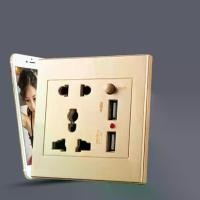 ราคา 2.1A Dual USB Wall Charger Socket Adapter Universial Power Outlet Panel wite Switch (1730071698178214903)