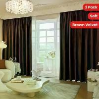 ราคา ผ้าม่านกำมะหยี่สีน้ำตาล 2 แพ็ค สำหรับห้องนั่งเล่น ฉนวนกันความร้อนผ้าม่านหรูหรา สำหรับห้องนอน มีสไตล์และนุ่ม ความเป็นส่วนตัว ห้องมืด การรักษาหน้าต่างยาวพิเศษ ด้านบนกรอม (1731922531510159531)