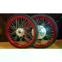 ราคา ชุดล้อแดงขอบ #17 1.40x2 ดุมกระจกพร้อมยางนอกลายไฟ+ยางใน ใส่ MIO, FINO, NOUVO เก่า รุ่นจานดิส 4 รู (1731884585249835396)