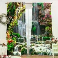 ราคา ผ้าม่านตกแต่งบ้าน, ภูมิทัศน์น้ำตกที่สวยงาม, ลายน้ำคลื่นหินสีน้ำตาลดอกไม้สีเขียว, ศิลปะการพิมพ์ดิจิตอล 3 มิติ, ผ้าม่านส่องสว่าง, เหมาะสำหรับสำนักงาน, ห้องนั่งเล่น, ห้องนอน, ห้องคร (1731861891681127073)