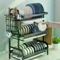 ราคา ชั้นวางของในครัวขนาดใหญ่ 3 ชั้น พร้อมการระบายน้ำอย่างรวดเร็ว ที่ใส่มีดและส้อม ชั้นวางเขียง เคาน์เตอร์แห้ง ที่เก็บภาชนะมัลติฟังก์ชั่น เหมาะสำหรับชาม จาน และอื่นๆ ที่วางช้อนส้อม ชั (1731807343675475943)