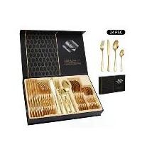 ราคา ชุดช้อนส้อมมีด 24 ชิ้น ช้อนชา6ช้อนกลาง6ส้อม6มีด6 สำหรับจัดโต๊ะอาหารครบชุด สามารถให้เป็นของขวัญ (1729693660935260968)