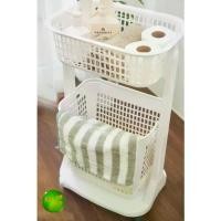 ราคา ♕ Itimtoys ตะกร้า ตะกร้าผ้า ตะกร้าผ้ามีล้อลาก 2 ชั้น สีขาว (1731553970824383055)