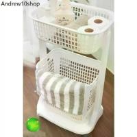 ราคา ♕ ZQH Itimtoys ตะกร้า ตะกร้าผ้า ตะกร้าผ้ามีล้อลาก 2 ชั้น สีขาว (1732110431853579213)