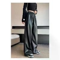 ราคา กางเกงหนังขายาว เนื้อผ้าหนังเทียม ทรงสวย เอวยางยืดพร้อมเชือกผูกเอว -รหัส 74 Pants Clothing เสื้อผ้า Women Lady ผู้หญิง ทรงเอ 14 ผ่าข้าง black skirts midi outfits women ตะก (1731148914122000735)